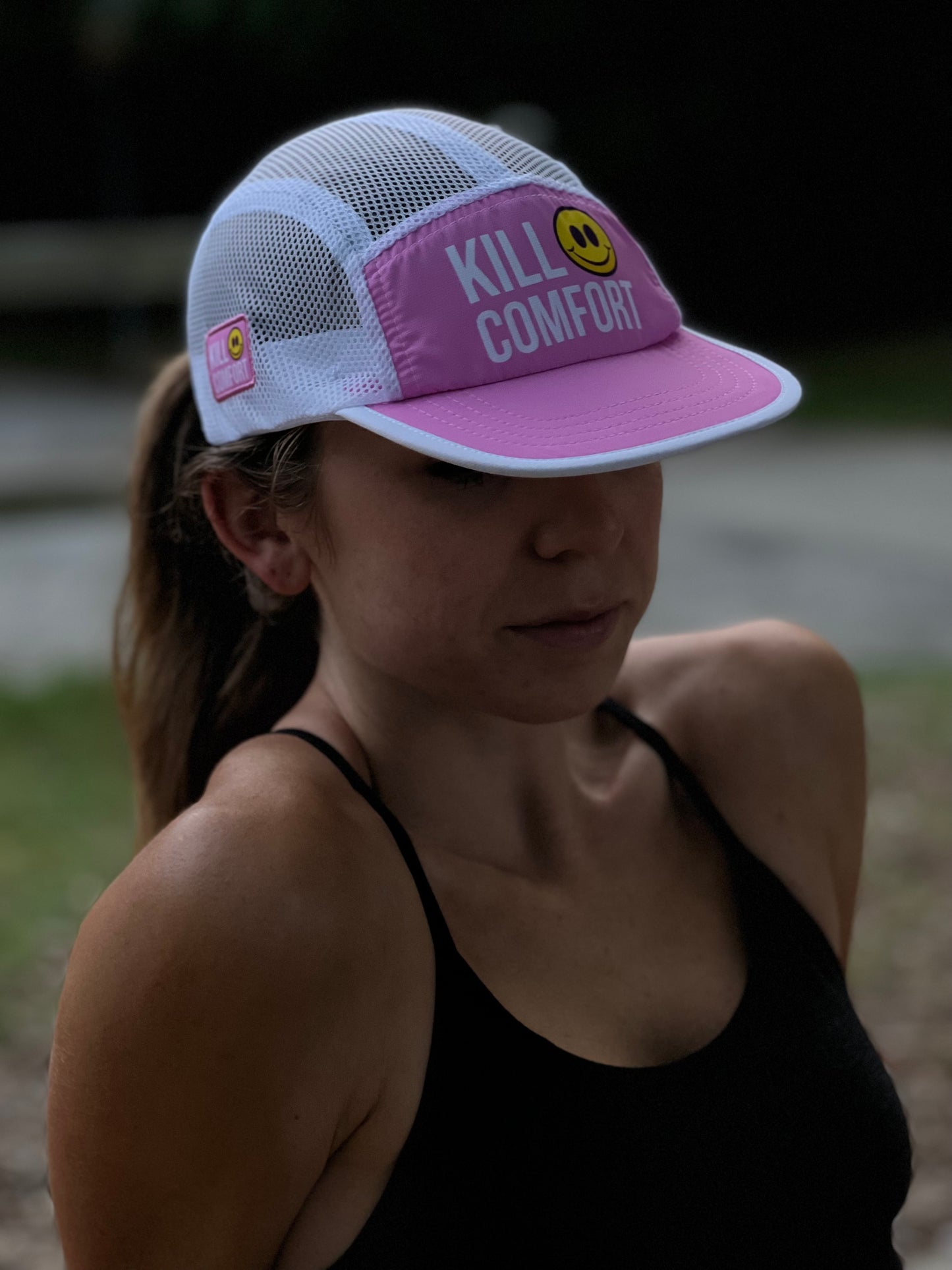 'Kill Comfort' Mesh Running Hat - Pink/White