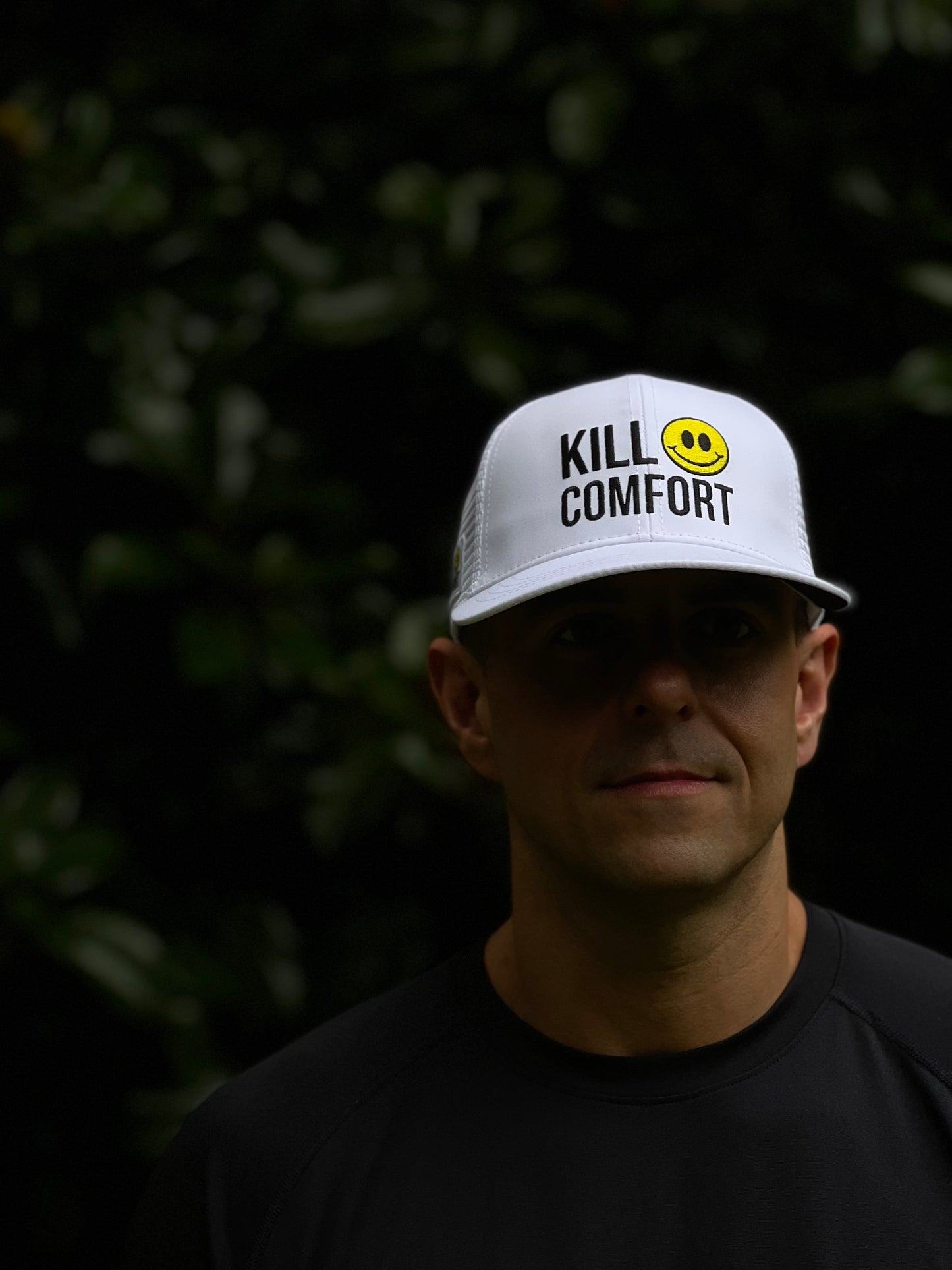 'Kill Comfort' Running Trucker Hat - White