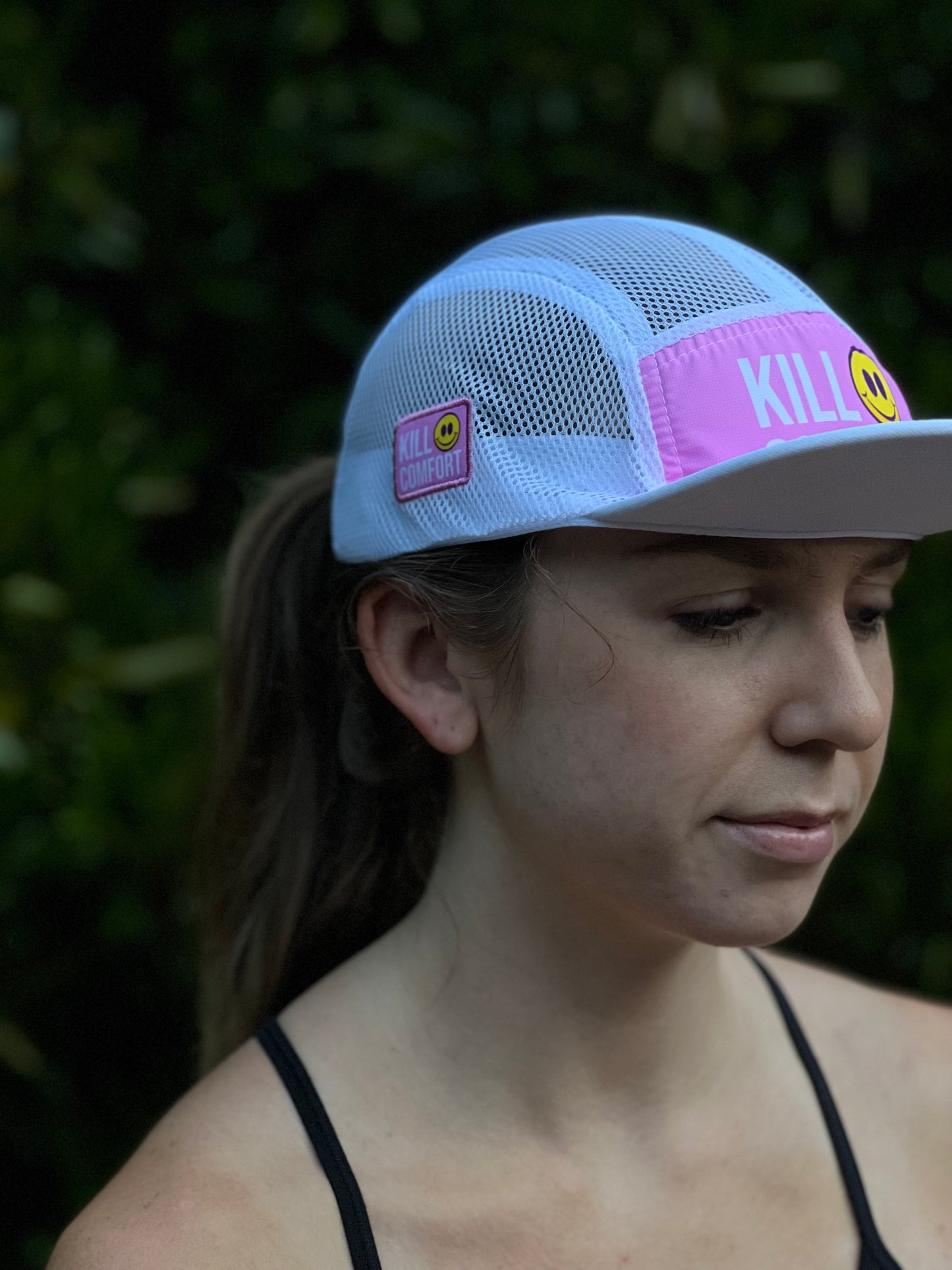'Kill Comfort' Mesh Running Hat - Pink/White