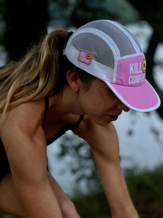 'Kill Comfort' Mesh Running Hat - Pink/White