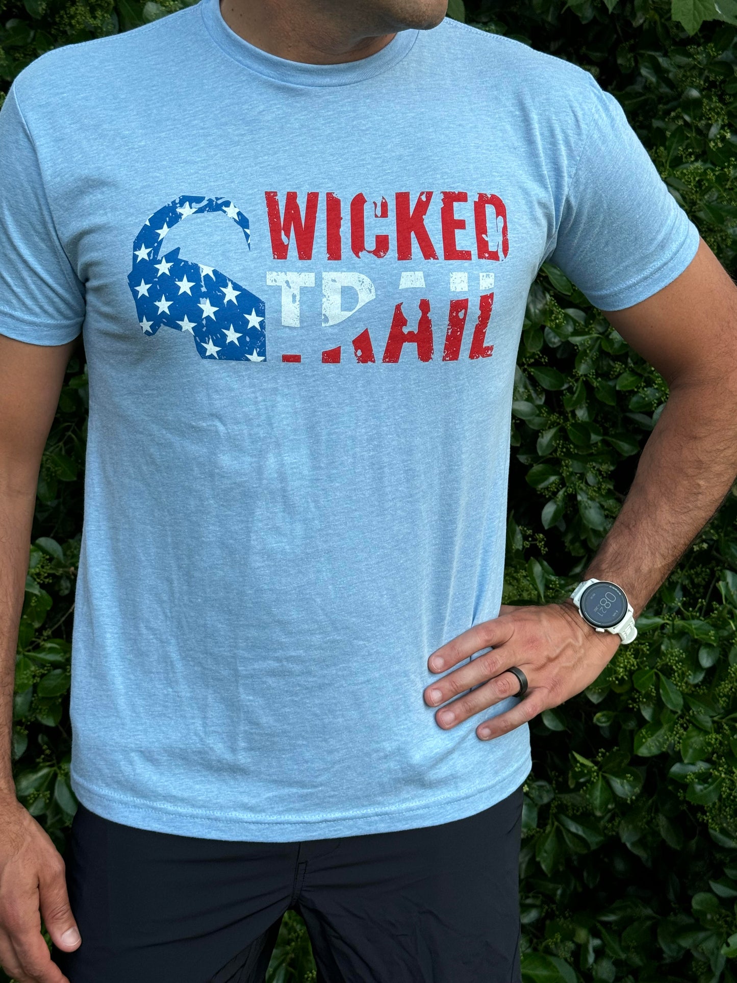 'Wicked Trail Americana' Strength Tee - Blue