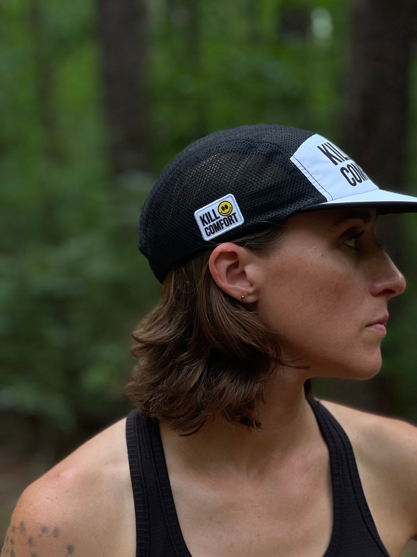 'Kill Comfort' Mesh Running Hat - Black/White